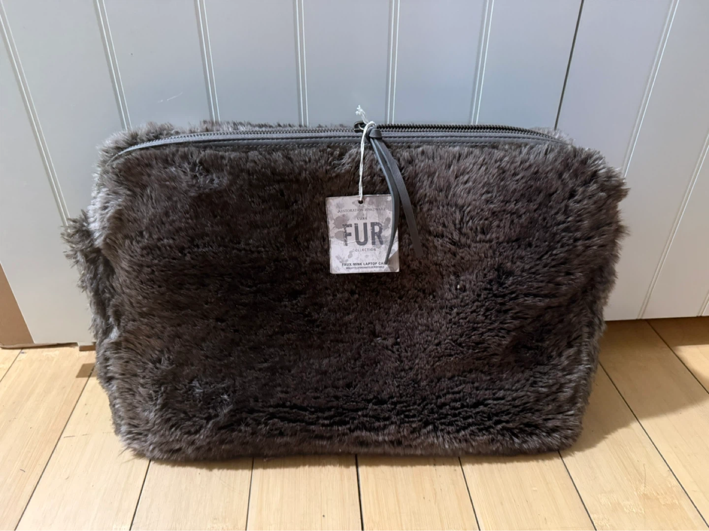 Restoration Hardware Faux Mink Laptop Case
