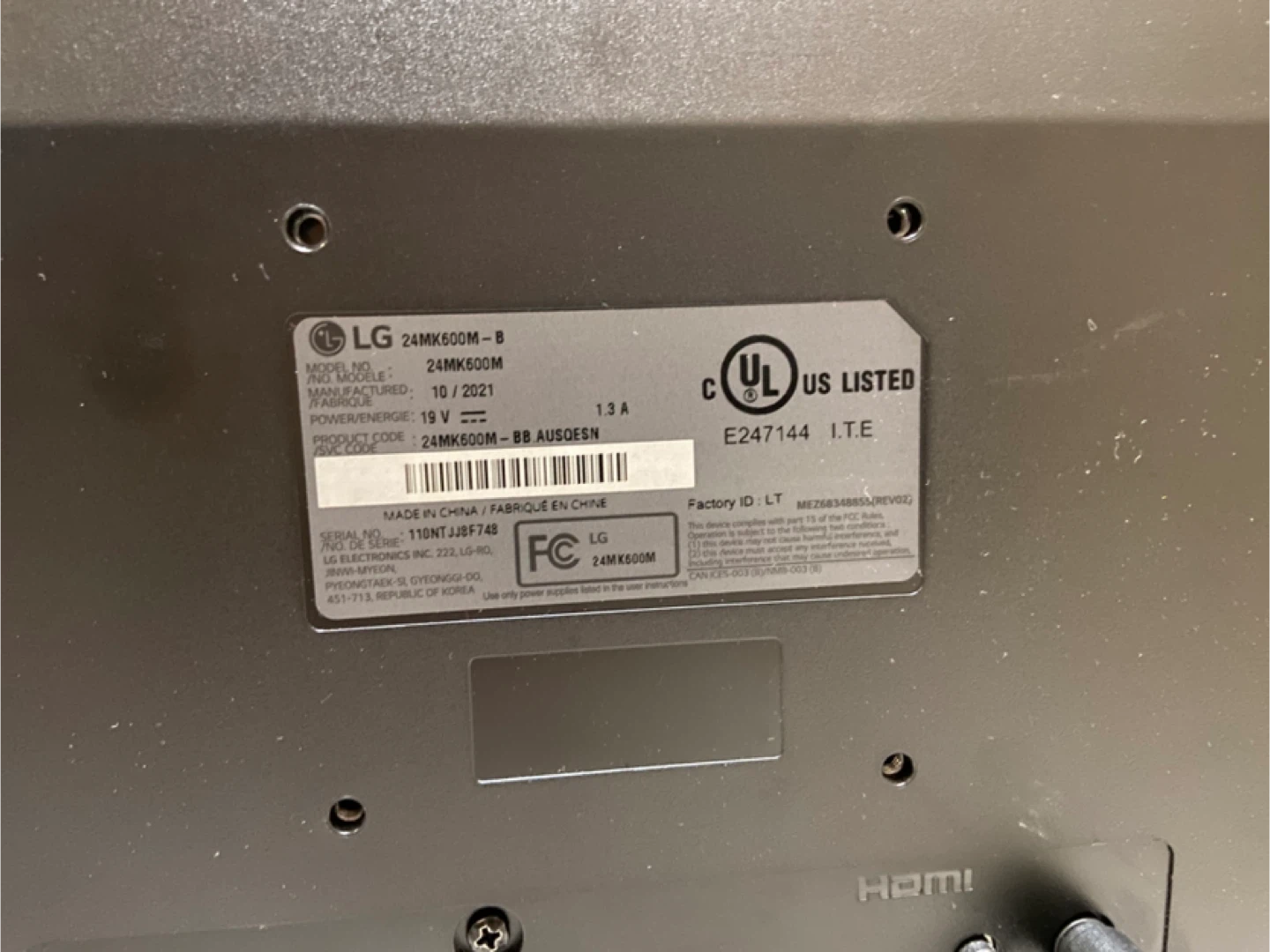 25 inch LG monitor 1080p, optional HDMI cable - photo 4