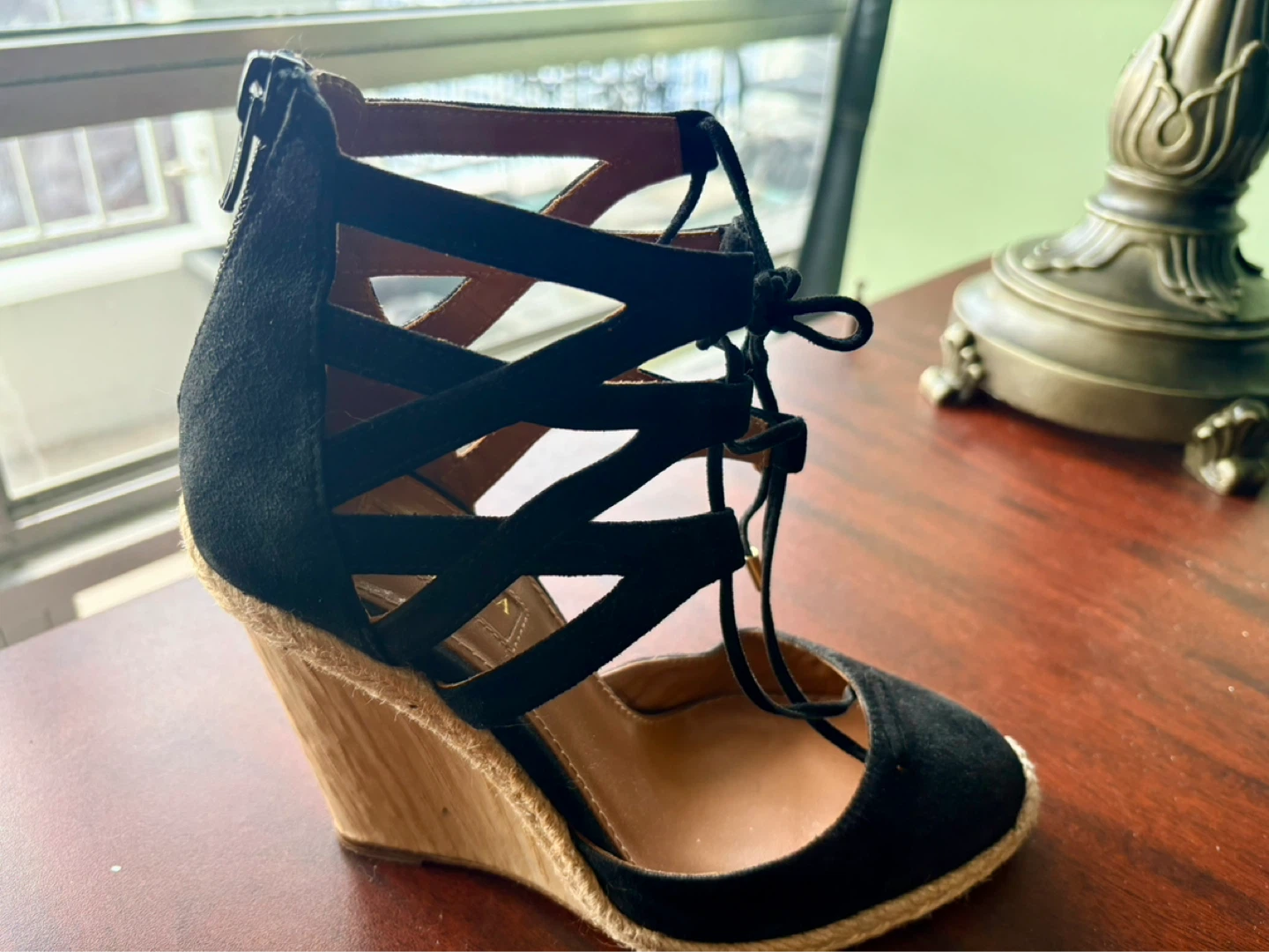 Aquazzura Black Suede Wedge Espadrille Heels - photo 4
