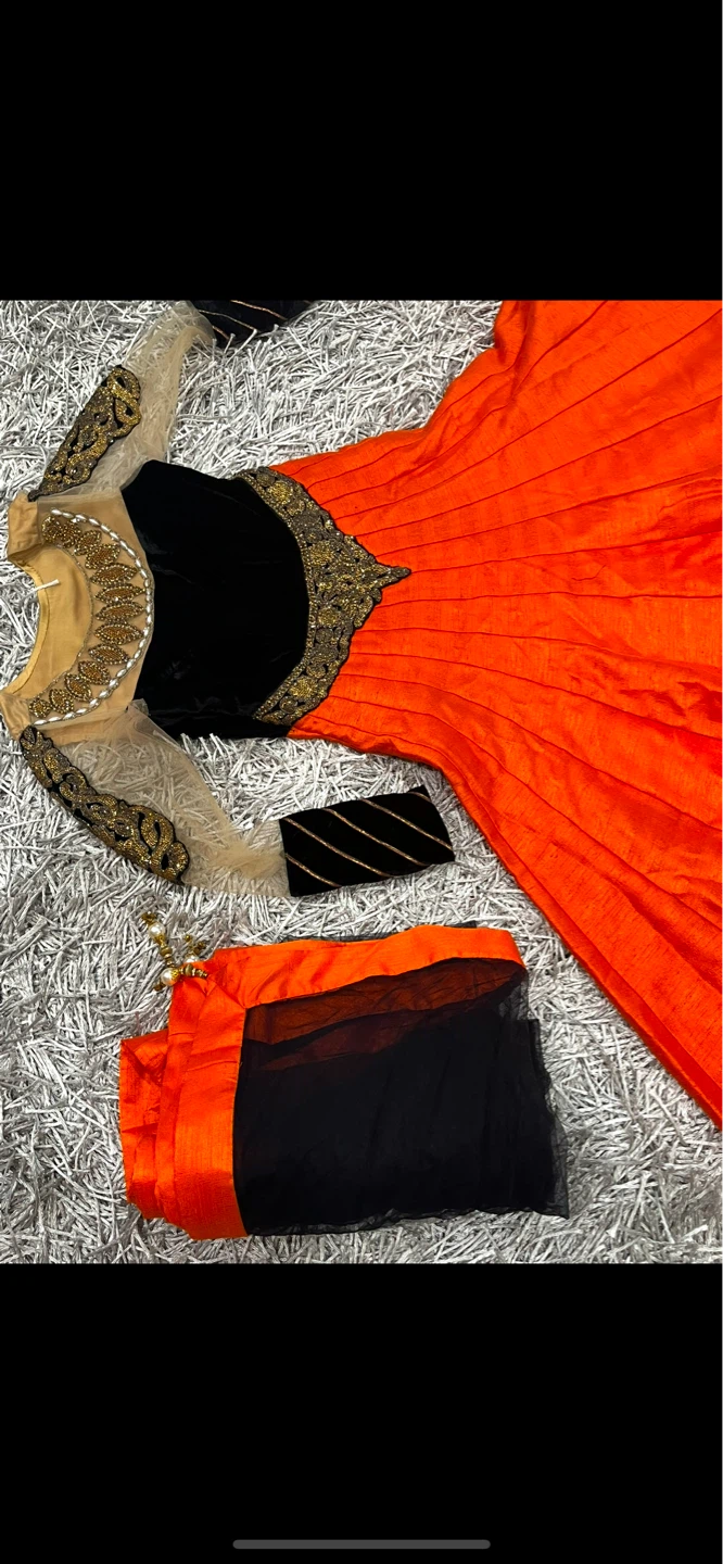 Orange and Black Anarkali Dress with Dupatta - photo 2