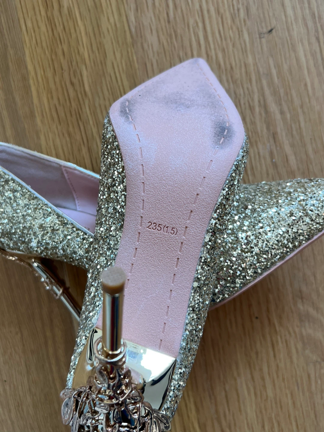 Sparkly Gold Glitter Stiletto Heels - Size 37 - photo 4