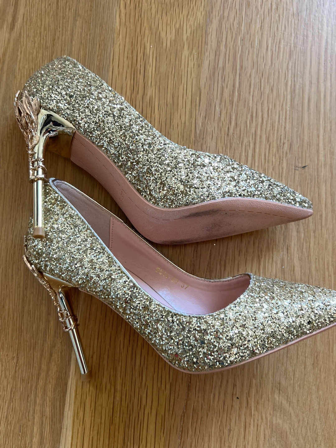 Sparkly Gold Glitter Stiletto Heels - Size 37 - photo 5