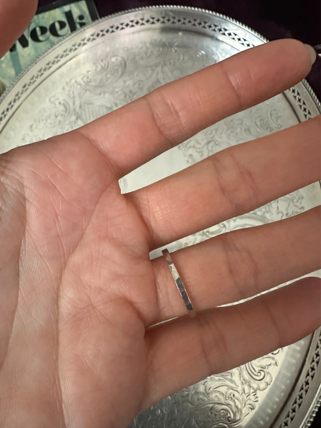 Silver Hammered Stacking Ring Size 5 1/4 - photo 2