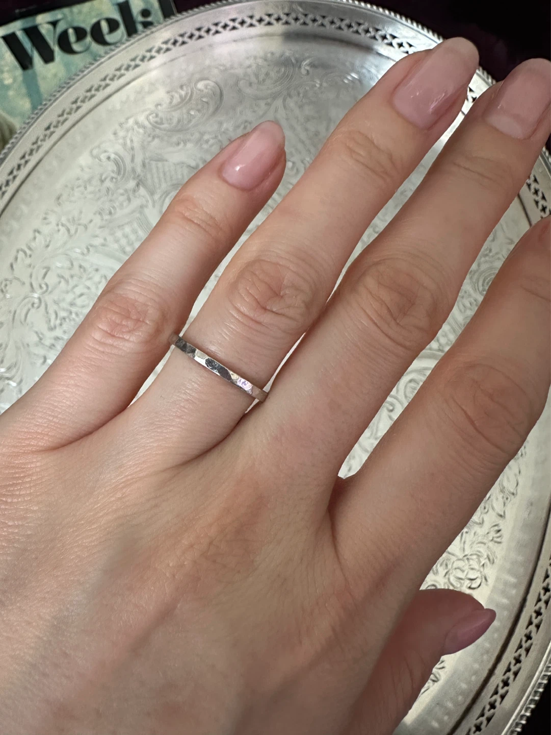 Silver Hammered Stacking Ring Size 5 1/4