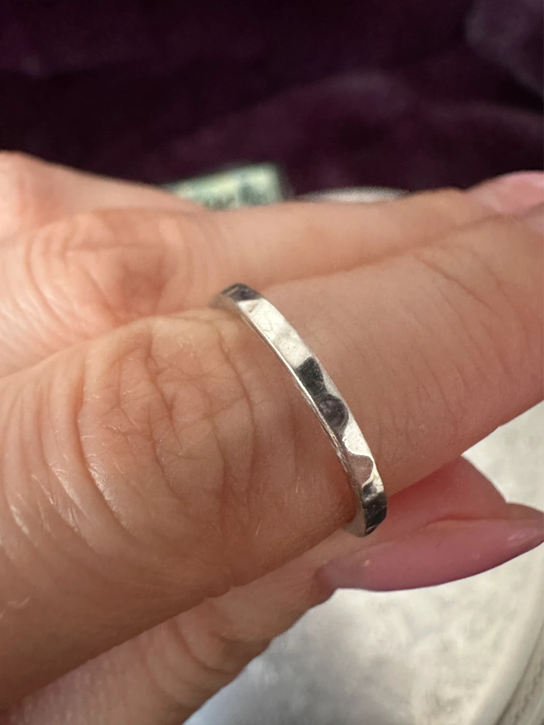 Silver Hammered Stacking Ring Size 5 1/4 - photo 5