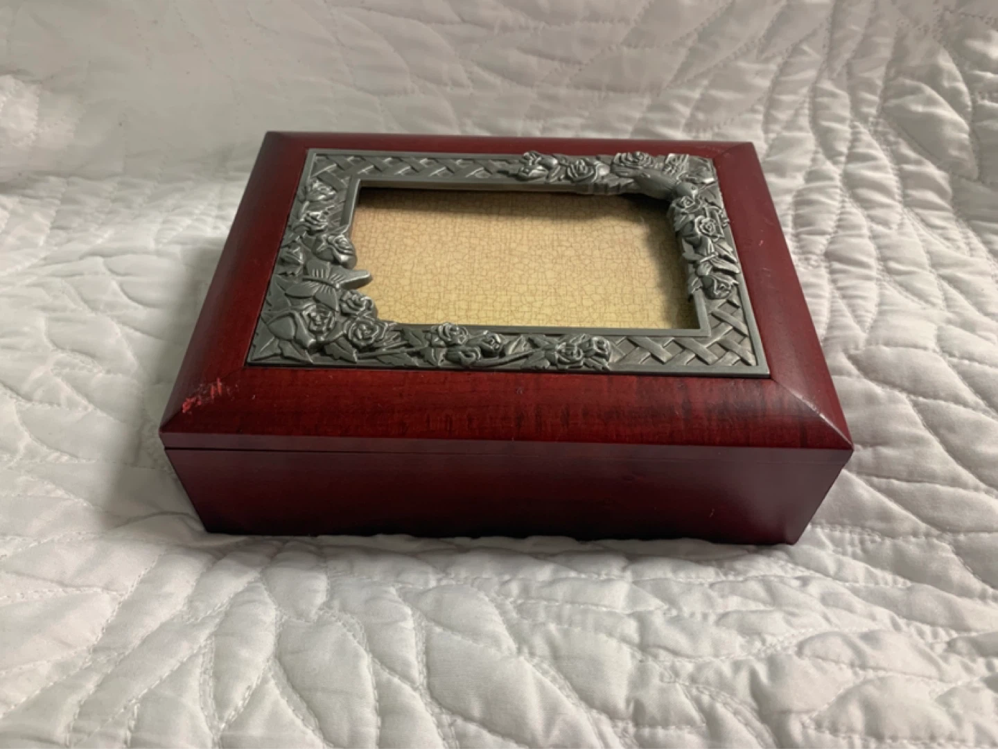 Wooden Jewelry Box with Photo Frame