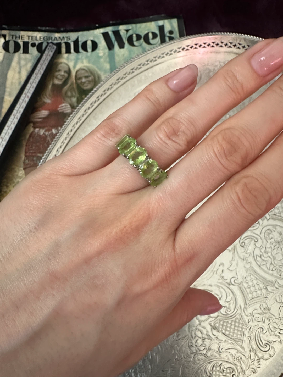 Sterling Silver Peridot Ring size 5