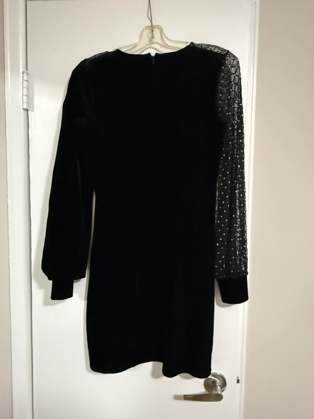 Tanita Romano Black Velvet Dress with Sequin Sleeves - Size M - photo 2