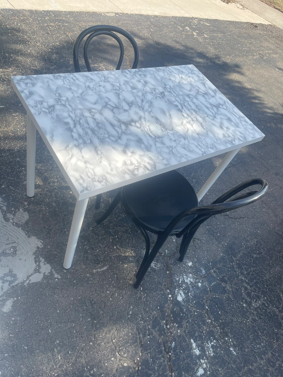 Marble Top Table and Two Chairs