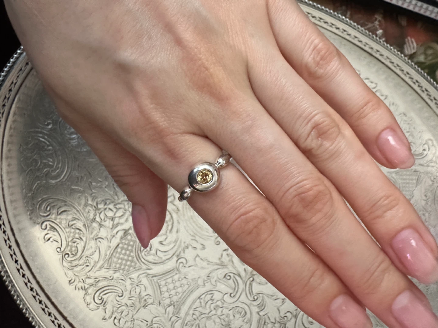 Sterling Silver Ring with yellow Stone