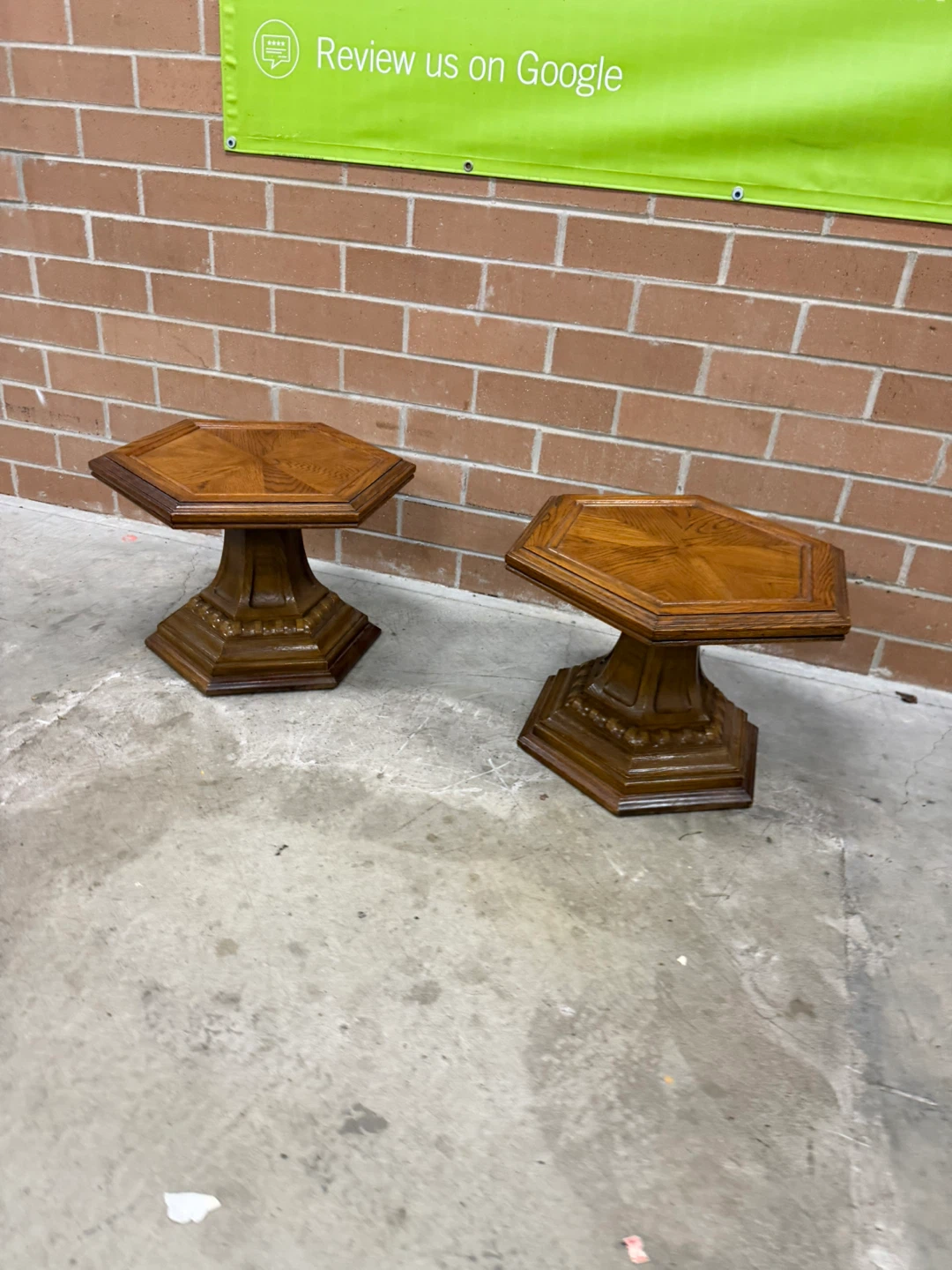 Vintage Octagonal Pedestal Side Tables (Set of 2) - photo 3