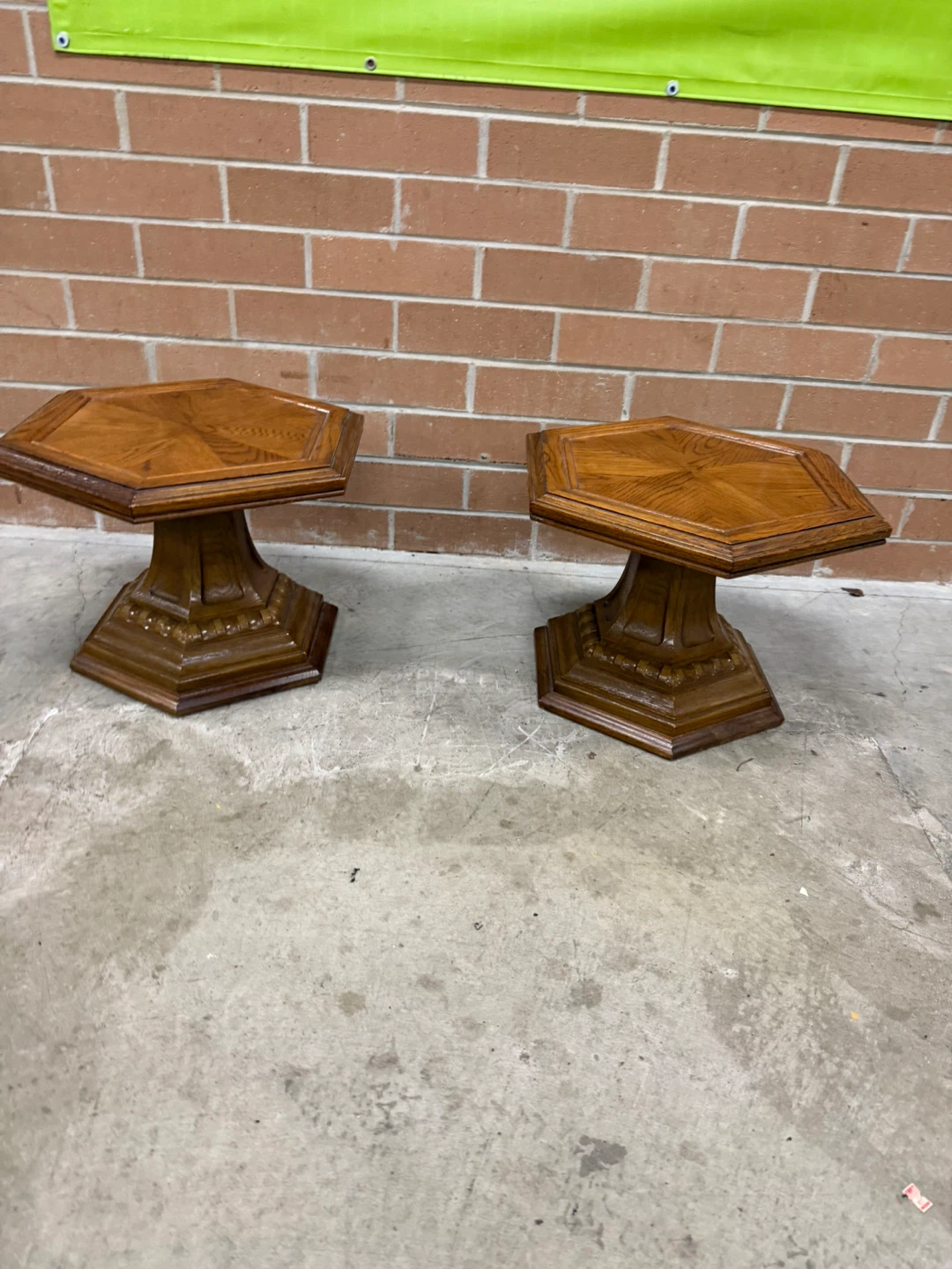 Vintage Octagonal Pedestal Side Tables (Set of 2)