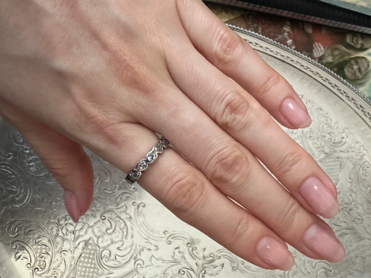 925 Silver Heart Ring with Clear Stones