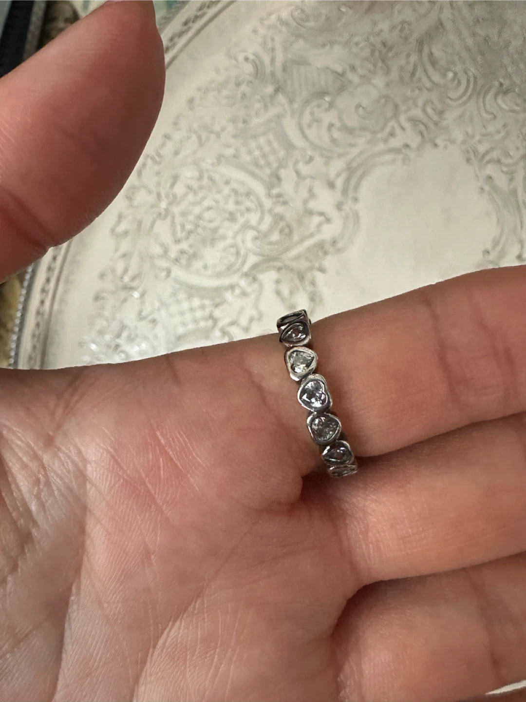 925 Silver Heart Ring with Clear Stones - photo 2