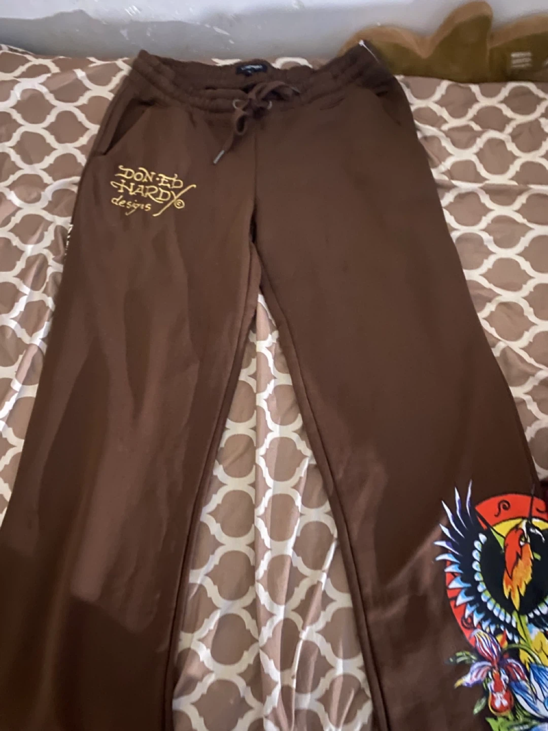 Ed Hardy Brown Graphic Sweatpants