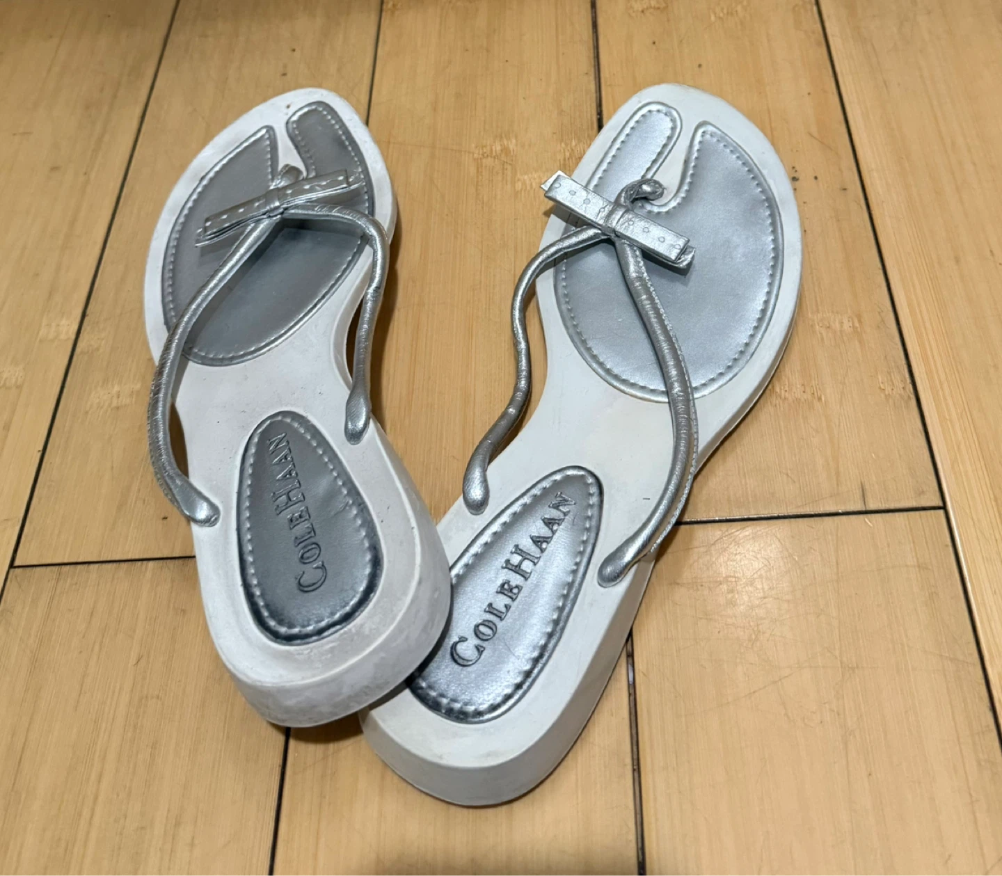Cole Haan Silver Thong Sandals