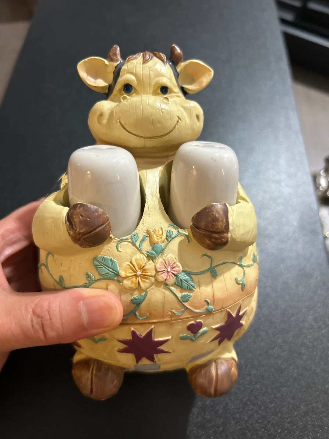 Cow Shaped Salt and Pepper Shaker Holder