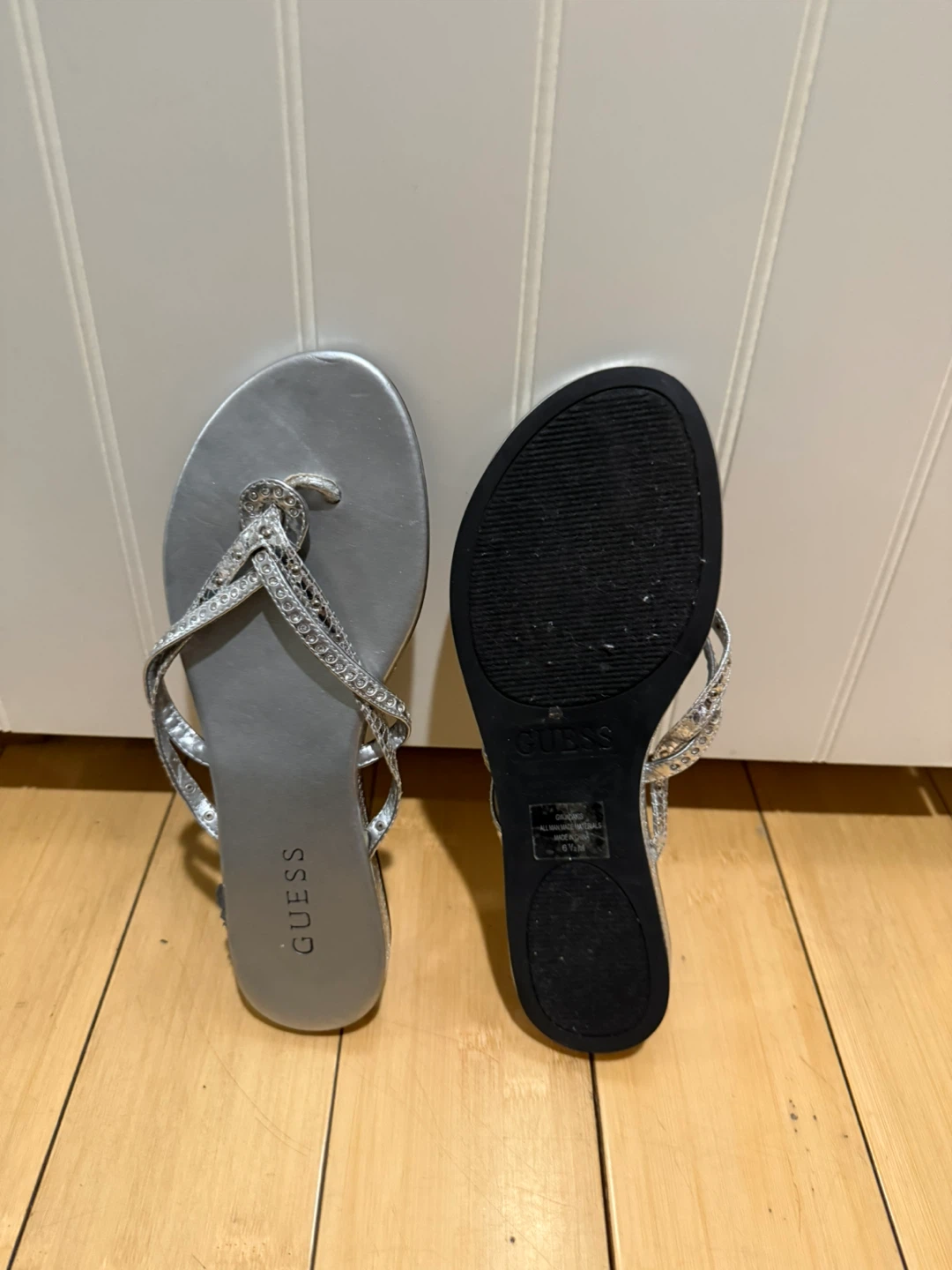 Guess Silver Embellished Flip Flops - Size 6.5 - photo 2