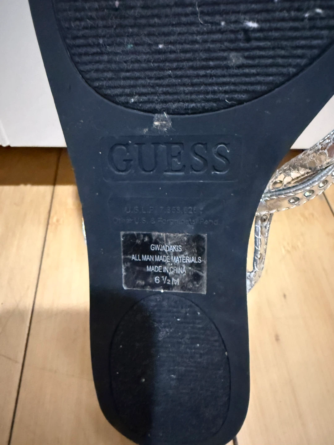 Guess Silver Embellished Flip Flops - Size 6.5 - photo 3