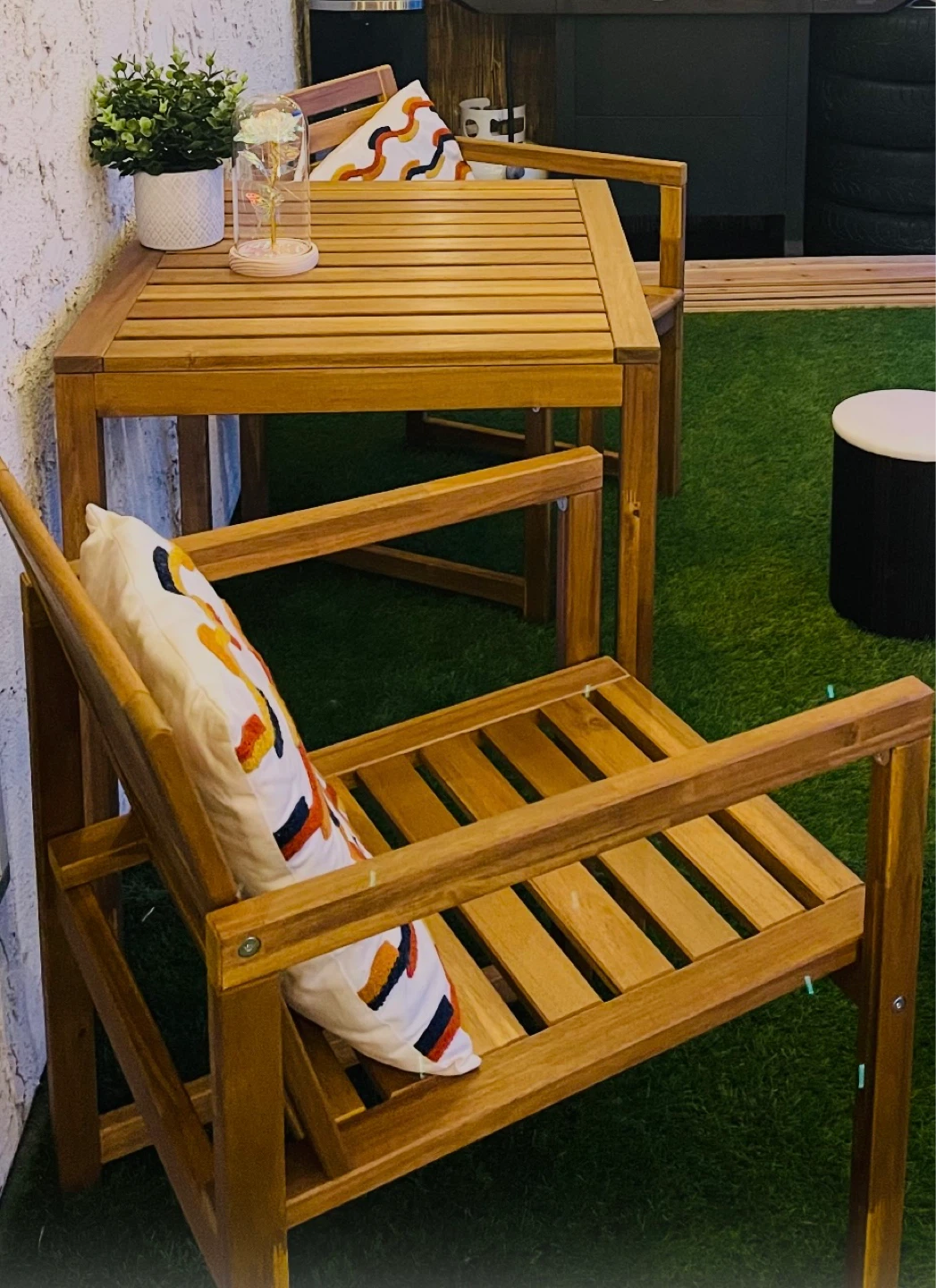Wooden Patio Table and Chairs Set