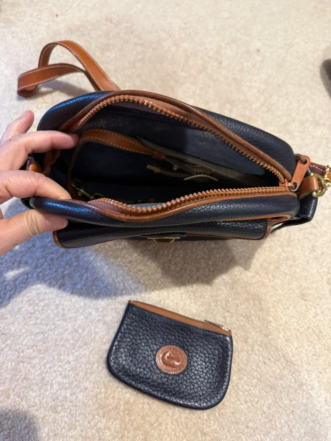 Dooney & Bourke Leather Shoulder Bag with Coin Pouch - Navy - photo 4
