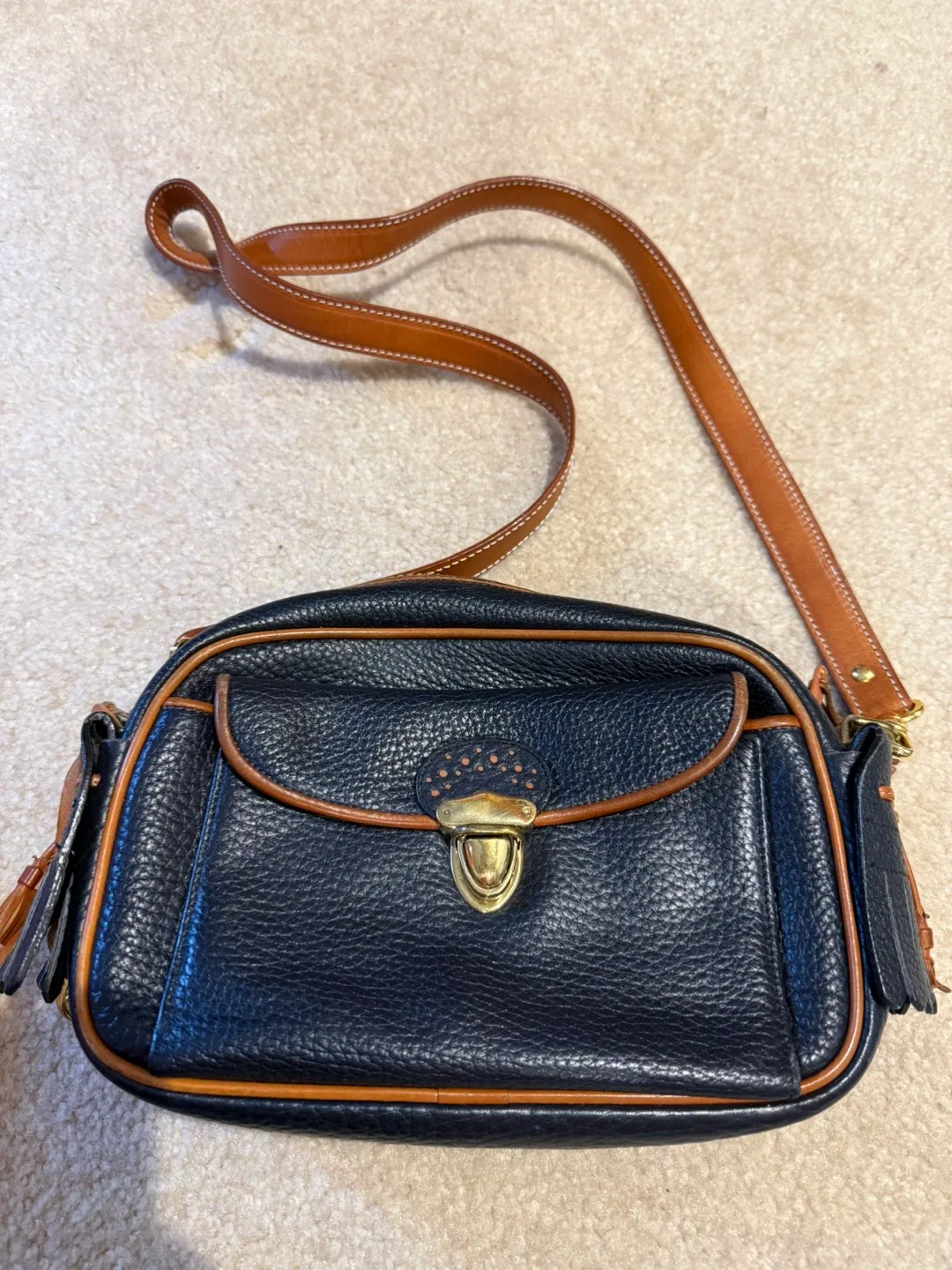 Dooney & Bourke Leather Shoulder Bag with Coin Pouch - Navy - photo 2