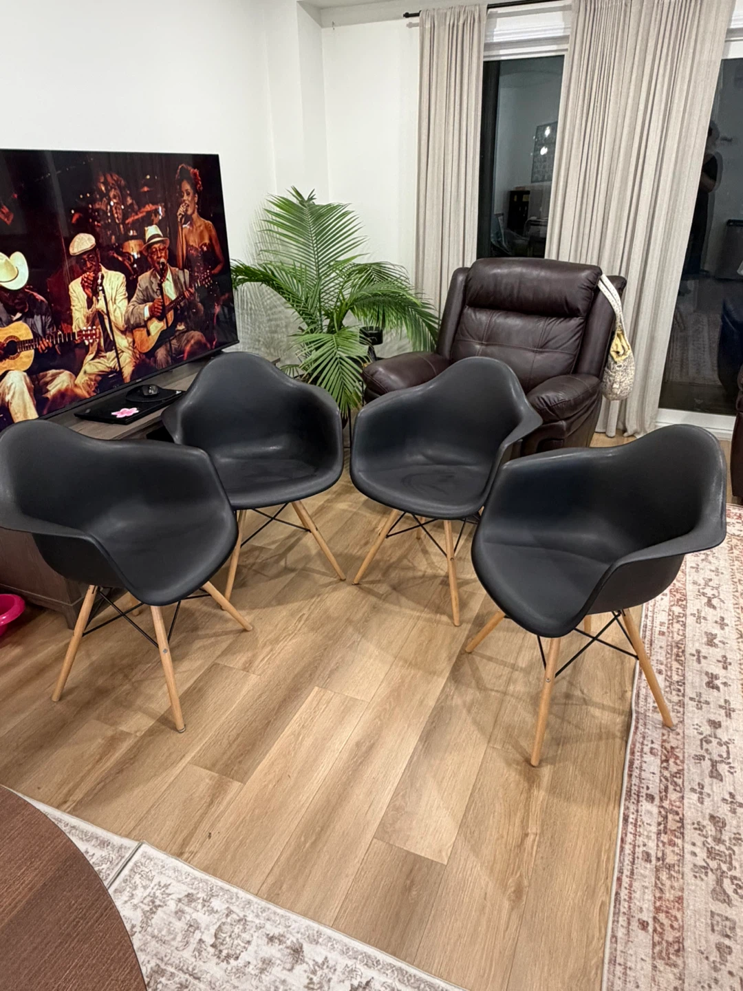 Black Eames Style Dining Chairs - Set of 4