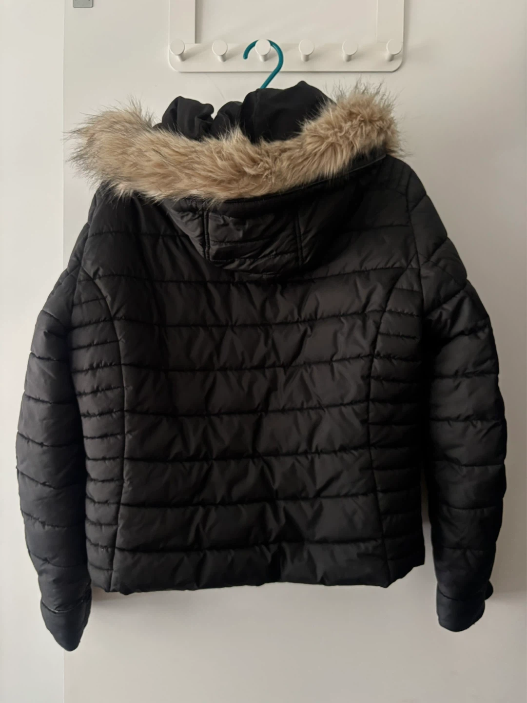 ZARA Puffer Jacket with removable Faux Fur Hood - photo 2