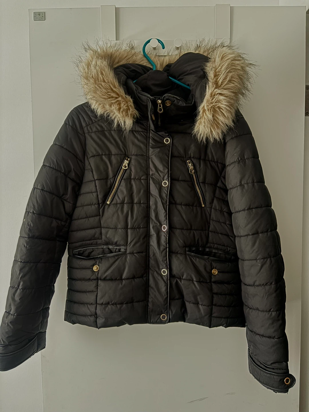 ZARA Puffer Jacket with removable Faux Fur Hood