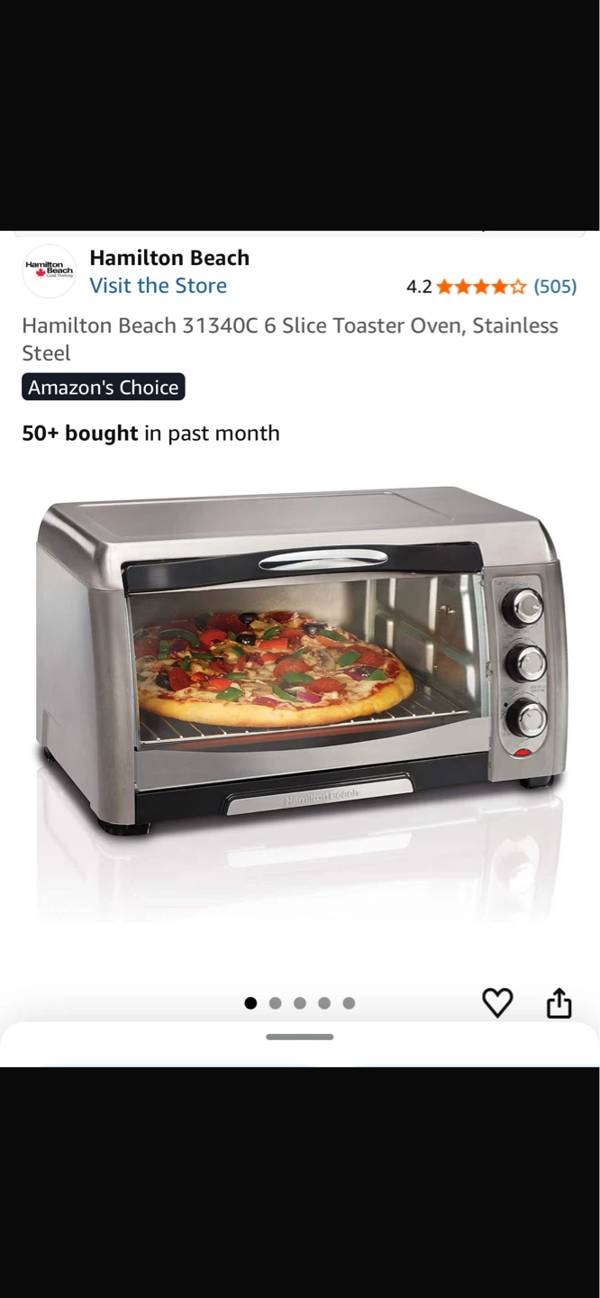 Hamilton Beach 31340C 6 Slice Toaster Oven - Stainless Steel