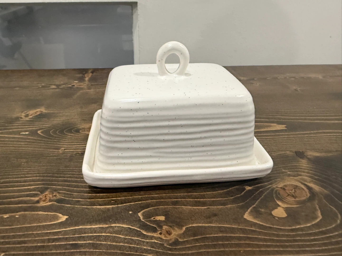 White Ceramic Butter Dish with Lid