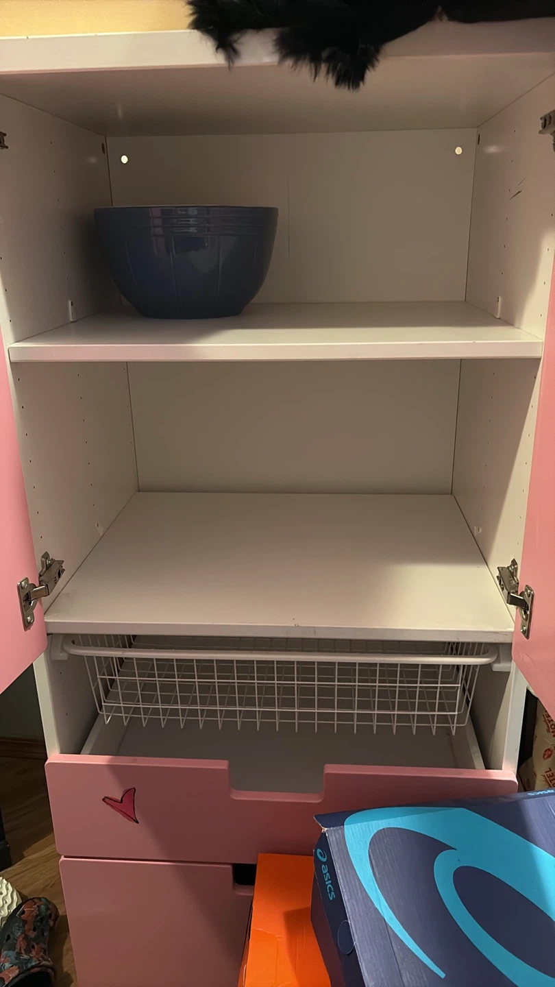Pink Storage Cabinet with Drawer and Wire Basket - photo 2