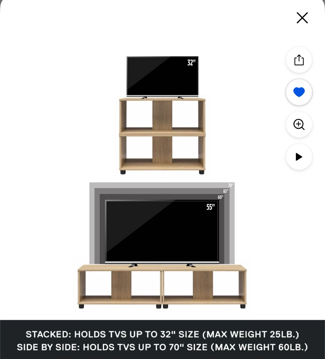 TV Stand - Holds up to 70" TVs - photo 3