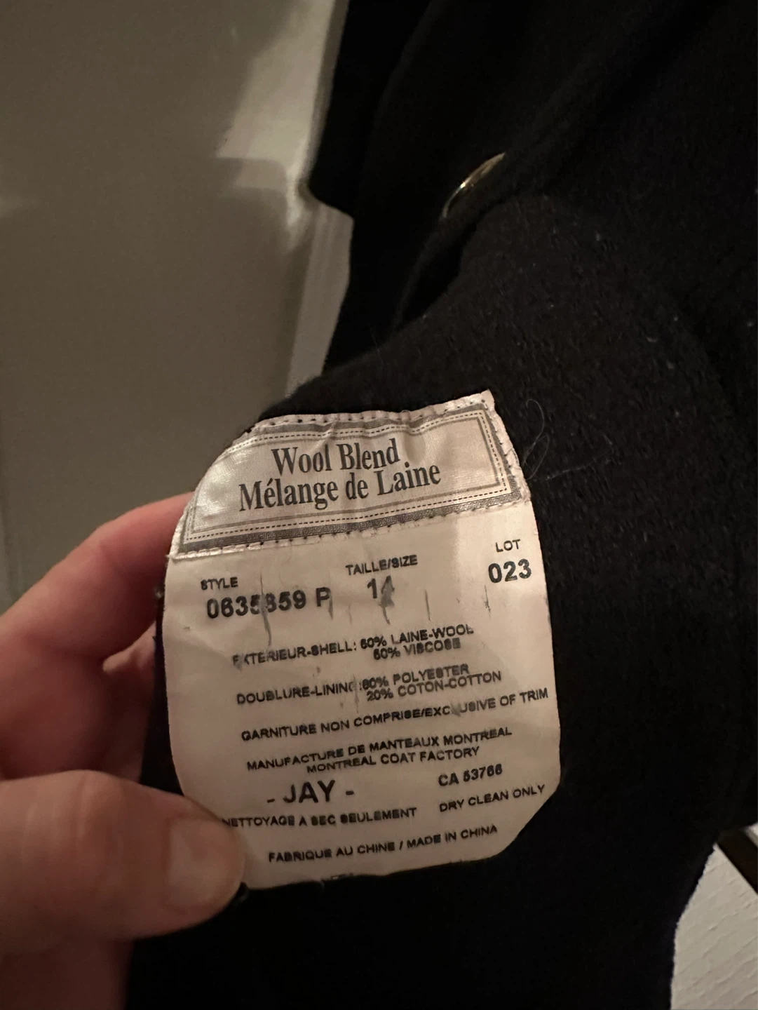 JAY Wool Blend Coat Size 14 - photo 4