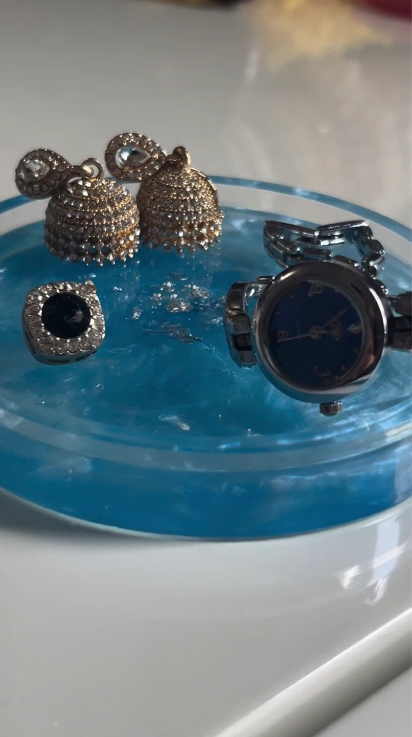 Blue Swirl Resin Coaster with Silver Flakes - photo 3