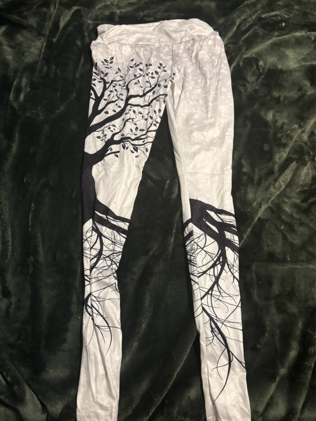 White Leggings with Tree Root Print