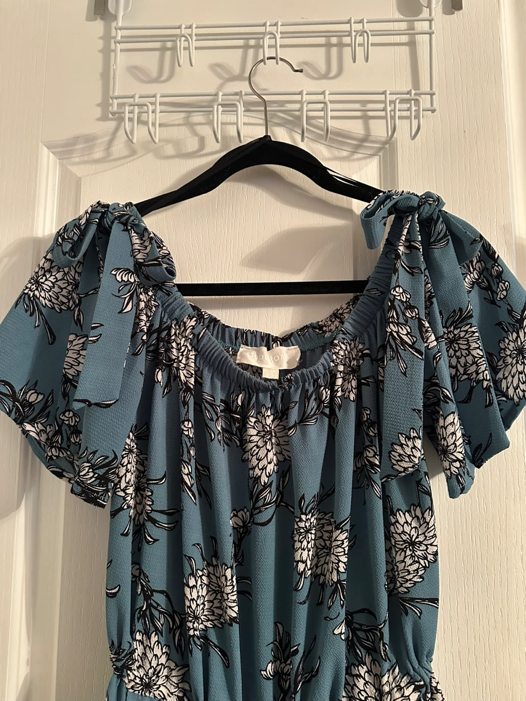 Teal floral off-the-shoulder jumpsuit - photo 4