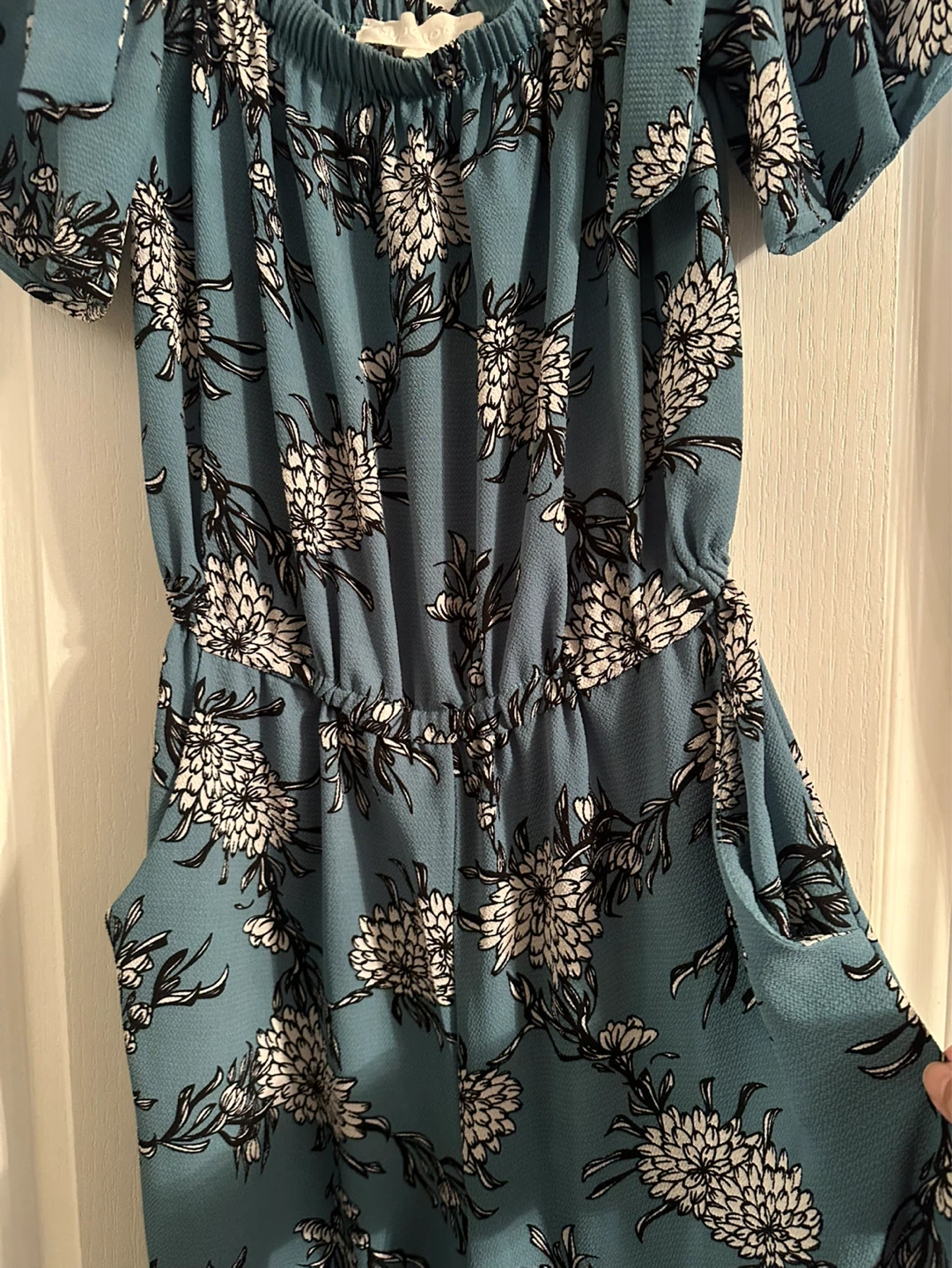Teal floral off-the-shoulder jumpsuit - photo 5