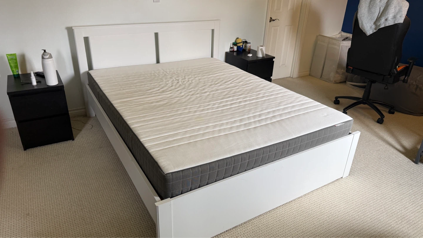 Ikea White Queen Bed Frame with Mattress