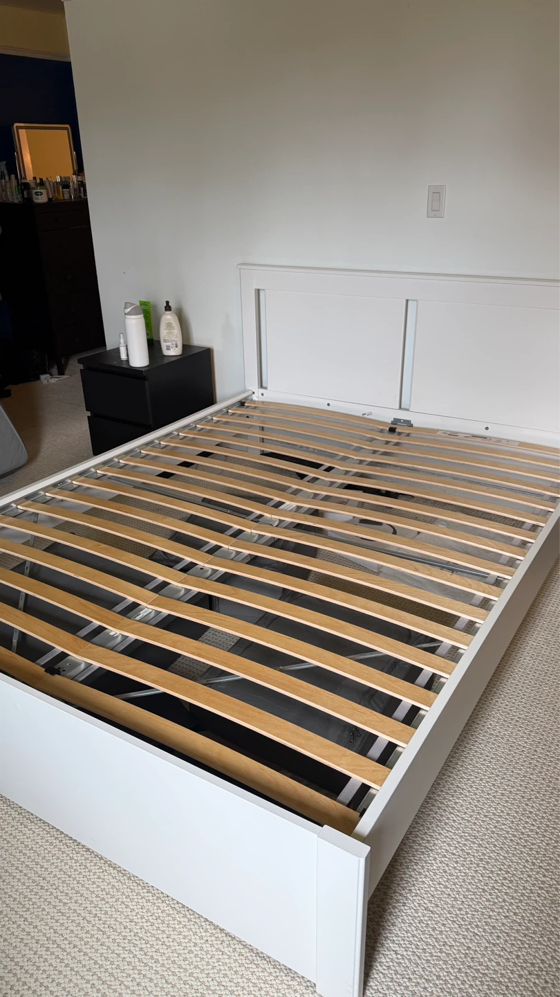 Ikea White Queen Bed Frame with Mattress - photo 3