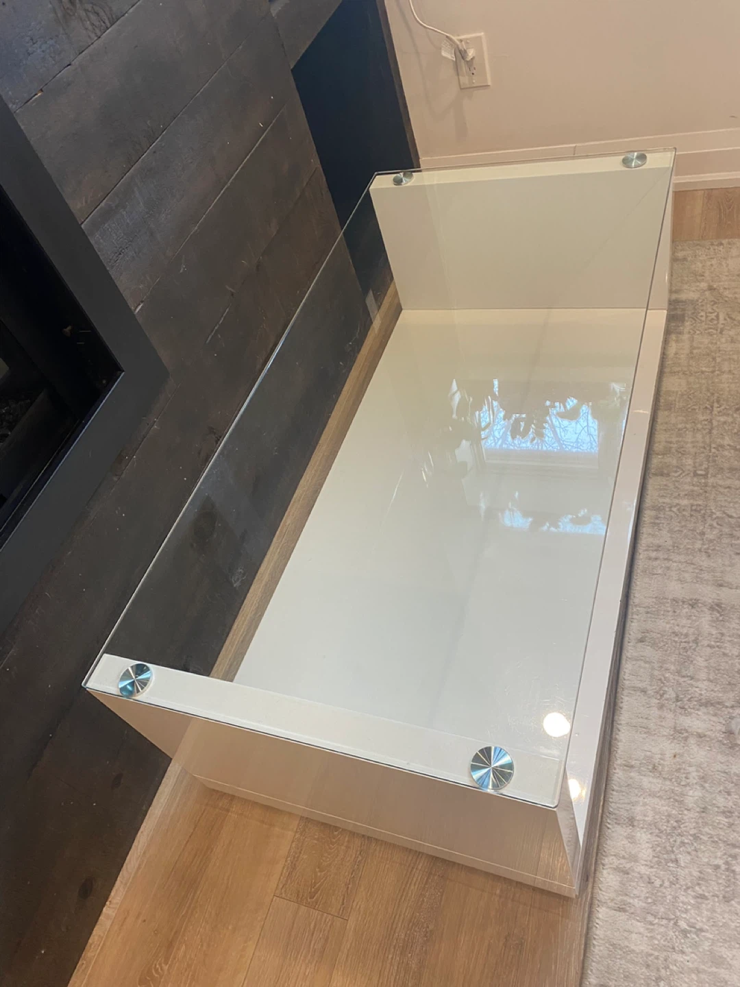 White coffee table with glass top - photo 2