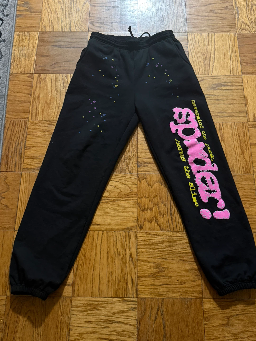 Sp5der v2 p*nk pants black and pink
