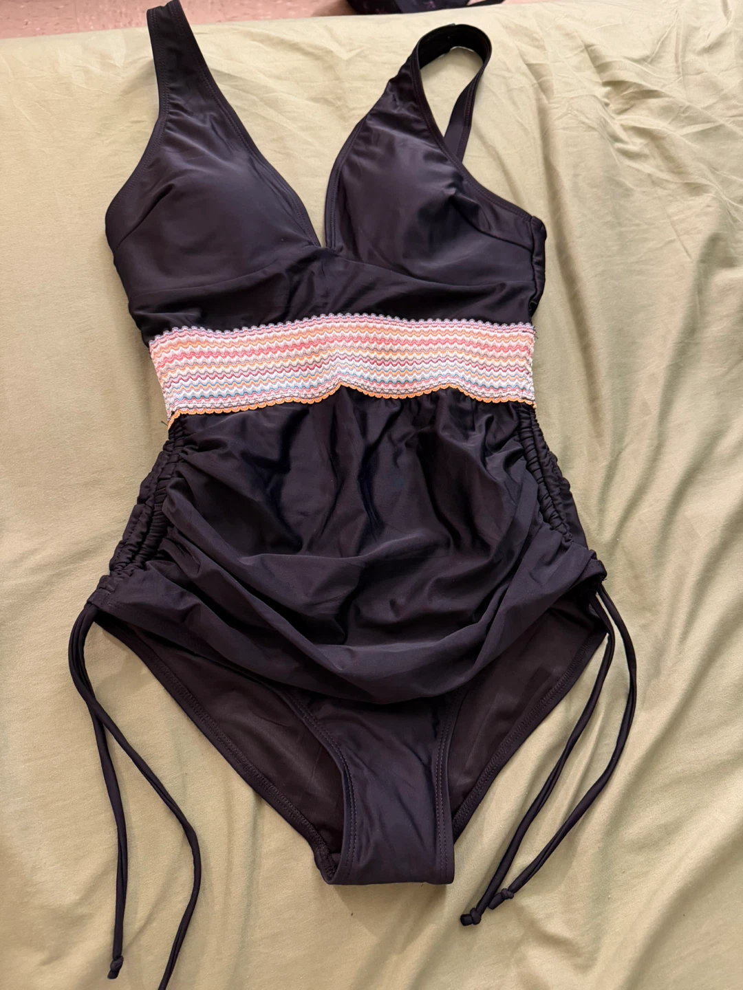 Black Ruched One-Piece Swimsuit