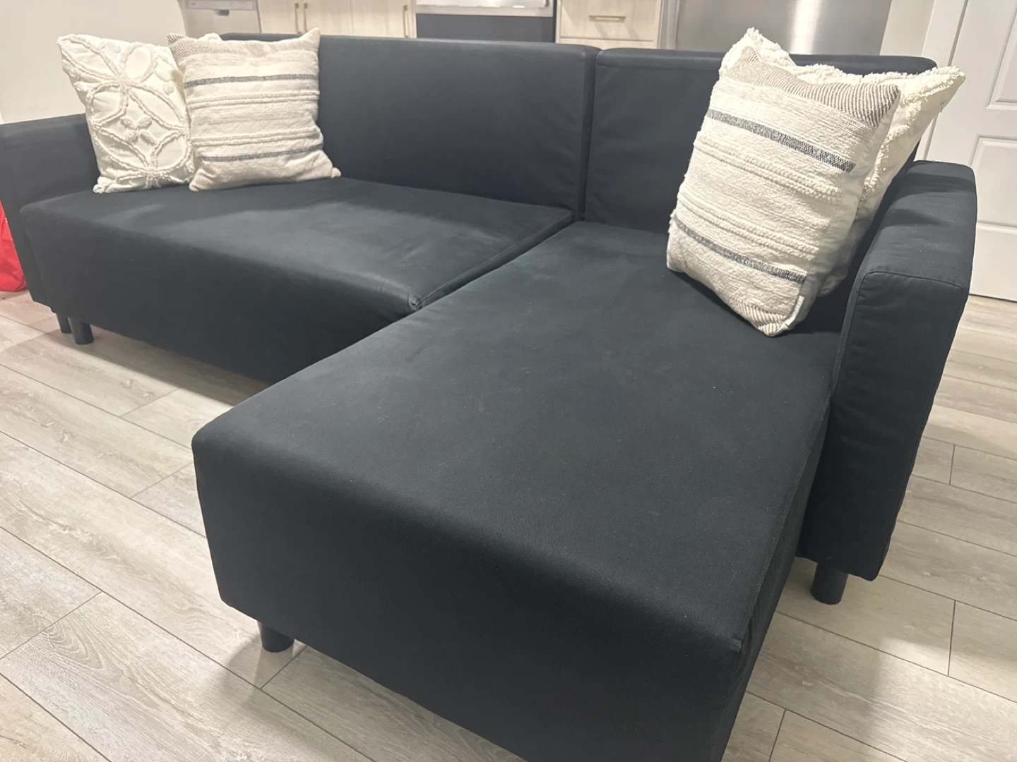 Black Sectional Couch with Storage Ottoman - photo 4