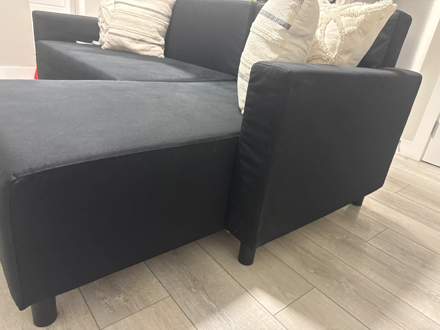 Black Sectional Couch with Storage Ottoman - photo 3