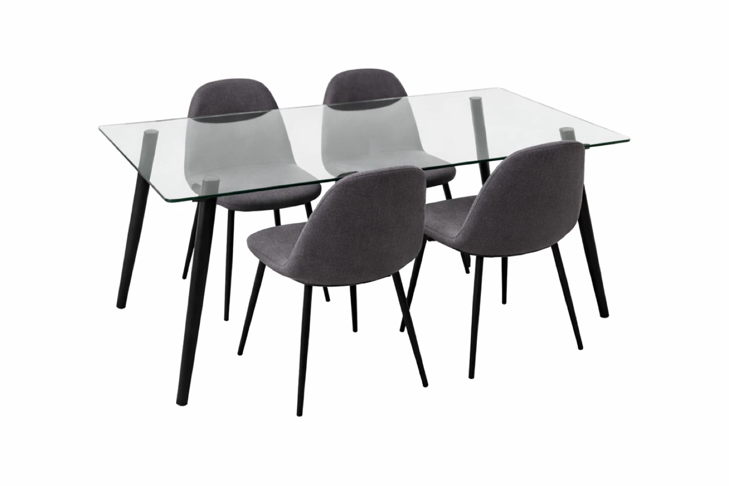 Glass top dining table with 4 gray chairs - photo 2