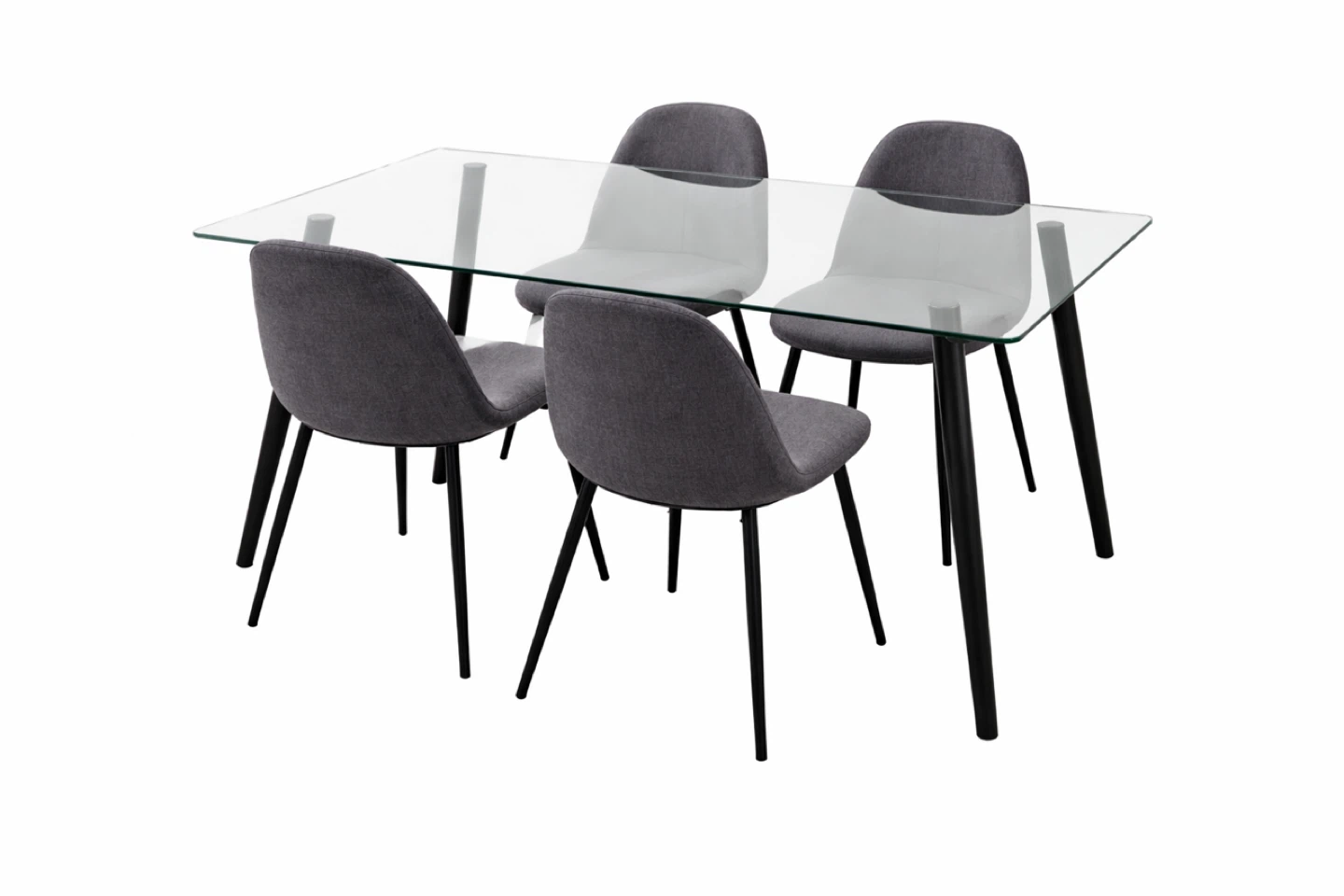 Glass top dining table with 4 gray chairs - photo 3