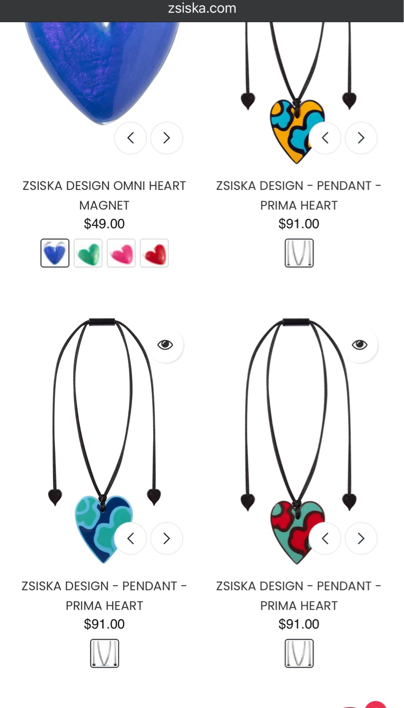 Zsiskadesign Prima Heart Pendant Necklace Black Floral - photo 2
