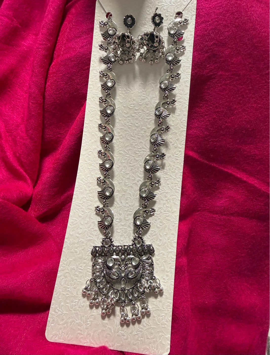 Silver Oxidized Necklace and Earrings Set - photo 3