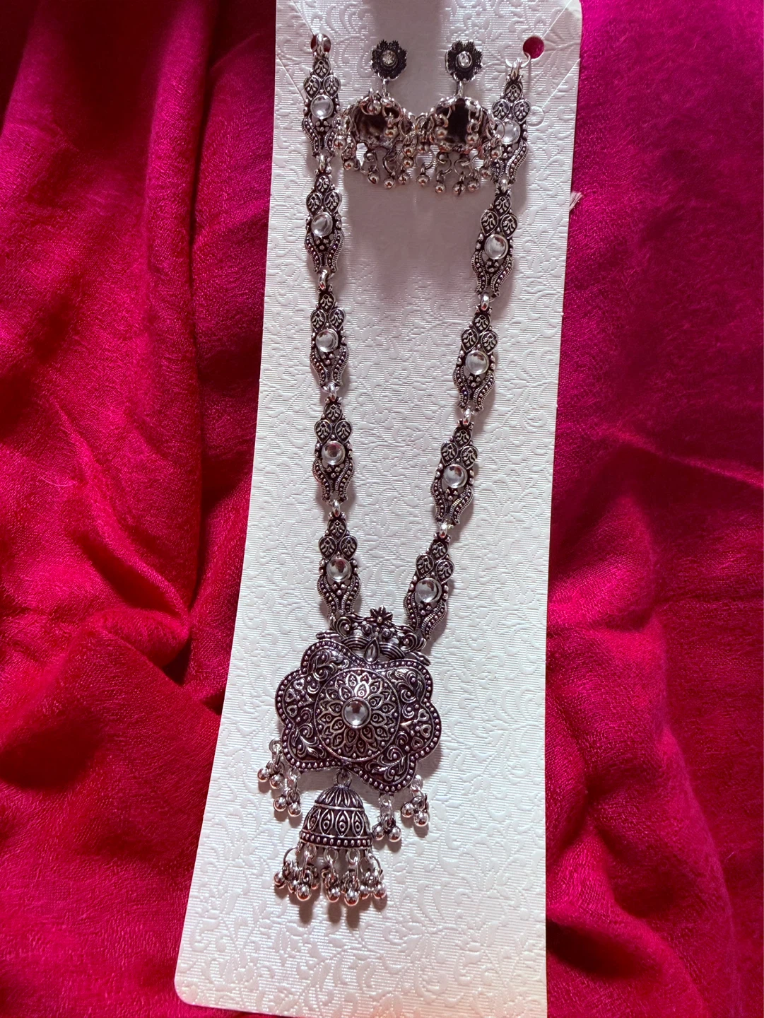 Silver Oxidized Necklace and Earrings Set - photo 2